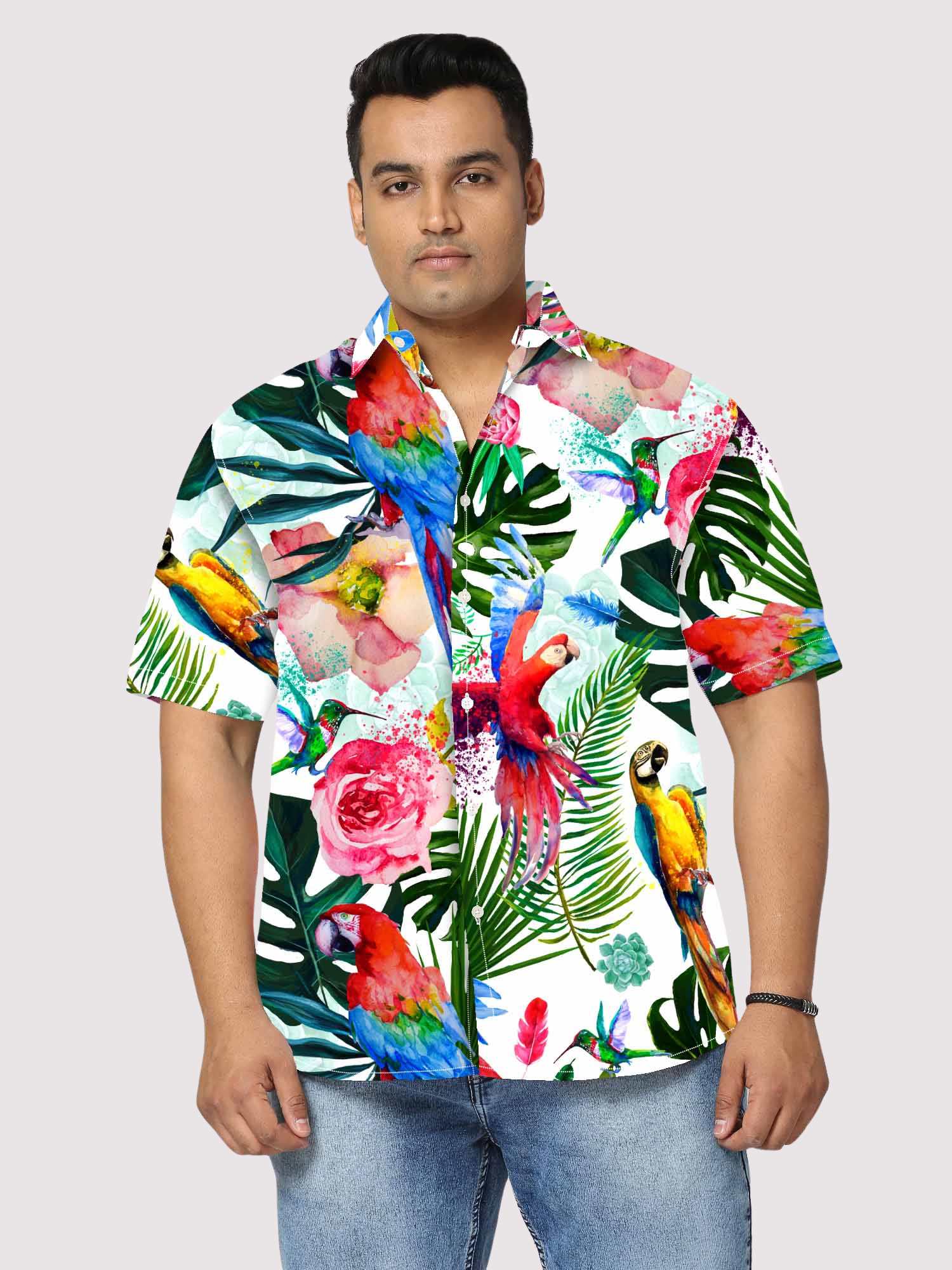106.jpg Exotic Parrot Pattern Digital Men Plus Size Half Sleeve Shirt - Image 1