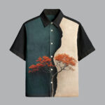 Black and Green Printed Half Sleeve Shirt for Men Stylish Party Wear