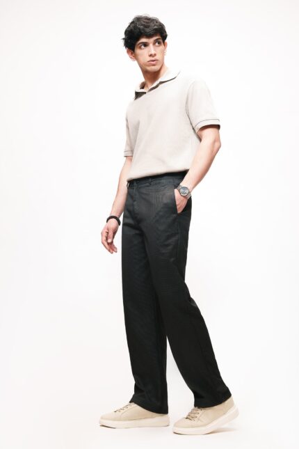 Timeless Black Classic Tailored Pinstripe Straight Pants