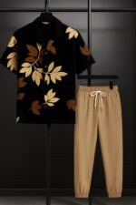 Black Leaf Men’s Casual Half Sleeve Shirt and Trouser Co-ord Set