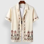 Cream Rose Border Men’s Half Sleeves Printed Shirt Exclusive