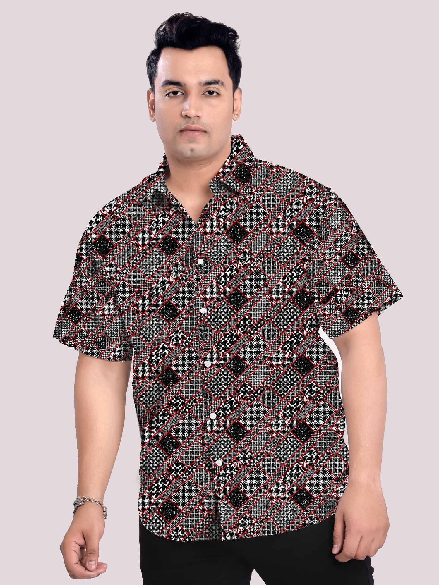 GFCDPH-11176-FRONT.jpg Patchwork Canvas Art Digital Men Plus Size Half Sleeve Shirt - Image 1