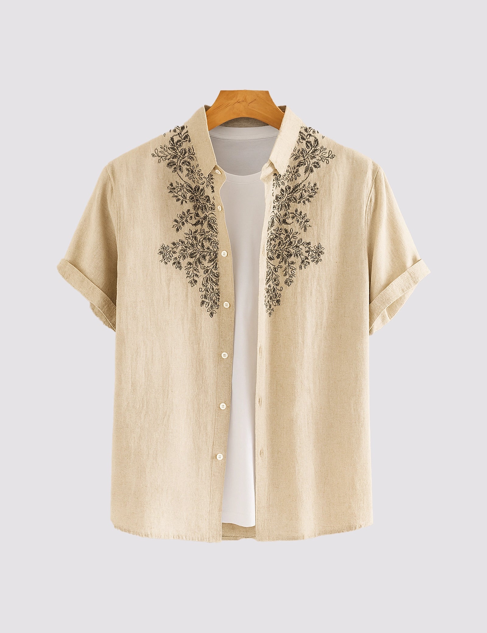 ST_BROWN_BORDER_1.jpg Brown Border Men’s Half Sleeve Casual Printed Shirt - Image 1