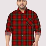 Tartan Seamless Check Design Men Plus Size Full Sleeve Shirt