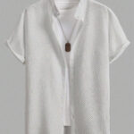 Men’s Textured Half Sleeve White Shirt